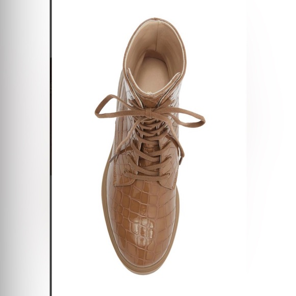 Stuart Weitzman Mckenzee Tan Croc-Embossed Lace-Up Boots Size 7.5 $695 - Picture 5 of 9